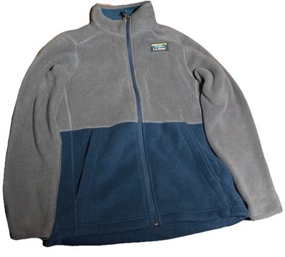 L.L. Bean Kids Fleece Jacket Youth M 10-12 Gray Blue Full Zip Warm Winter Coat