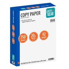 Pen Gear Copy Paper, White, 8.5" x 11", 20 lb., 92 Bright, 1 Ream ,750 Sheets.