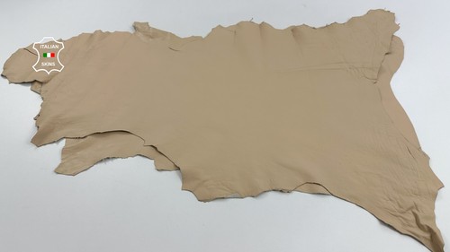 CREAM NUDE CRINKLE Soft Italian Lambskin leather hides 2 skins 10sqf 0.8mm C3719 - Picture 2 of 7