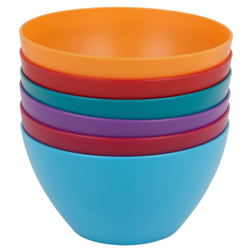 6pc Unbreakable Reusable Coloured Plastic Deep Soup Cereal Bowls Party Tableware eBay