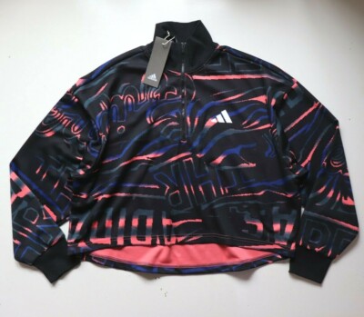 ADIDAS AEROREADY LOGO PRINT DOUBLEKNIT 1/2 ZIP SWEATSHIRT OBERTEIL FT9730 DAMEN S