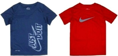 Nike Lot of 2 Little Boys Size 4 Dri-Fit Athletic Short Sleeve T-Shirts NWT