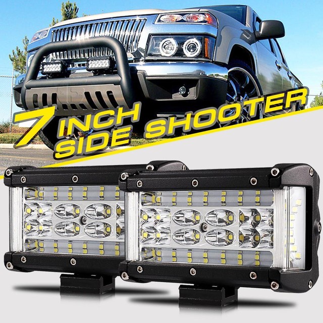 2X 5"inch QUADROW LED LIGHT BAR 2 SIDE SHOOTER FLOOD SPOT OFFROAD ATV