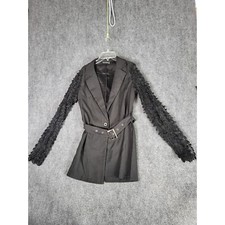 PrettyLittleThing Blazer Dress Lace Sleeve Belted Mini Dress Black US 6