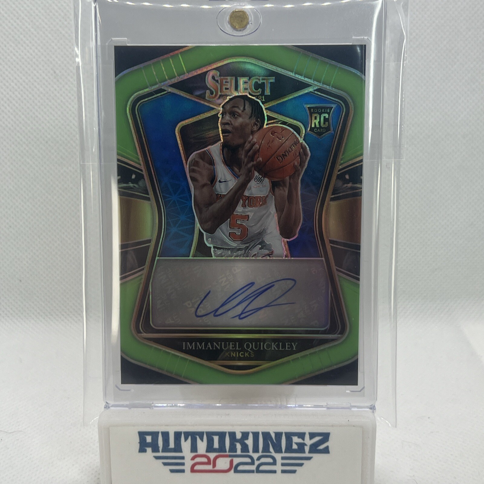 2020 Panini Select Rookie Signature Neon Green Prizm /99 Immanuel Quickley