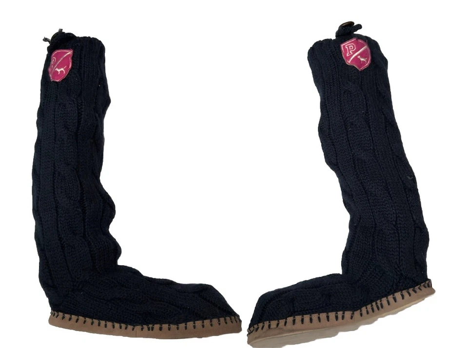 MUJER ROSA VICTORIA SECRETS TALLA M 7-8 AZUL LANA CABLE SUÉTER PUNTO ZAPATILLA BOTA Foto 3 de 4