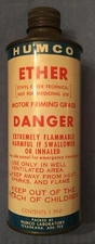 HUMCO LABORATORY ETHYL ETHER ONE PINT STARTING FLUID CAN - TEXARKANA ARK-TEX