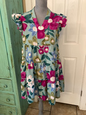 SHEIN, RUFFLED CAP SLEEVE, V-NECK, HIGH WAISTED, TIERED SHORT DRESS, 6