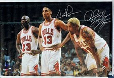 Scottie Pippen & Dennis Rodman Signed Autographed HUGE 42x50 Canvas JSA W275474