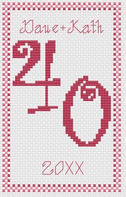 Ruby Wedding Number Anniversary Cross Stitch Card Kit or Pattern by Florashell