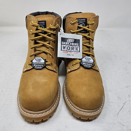Wmns Skechers Cottonwood Etah Steel Safety Toe Wheat Gum Work Boots / 108066 - Picture 4 of 5