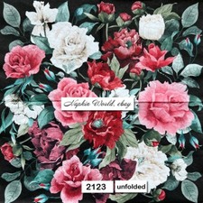  2123 TWO Individual Paper LUNCHEON Decoupage Napkins - PEONY ROSES FLOWERS