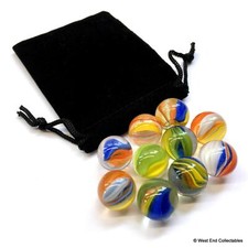 10 x Stunning Rainbow Cat's Eyes Small 16mm Glass Toy Marbles in Gift Bag