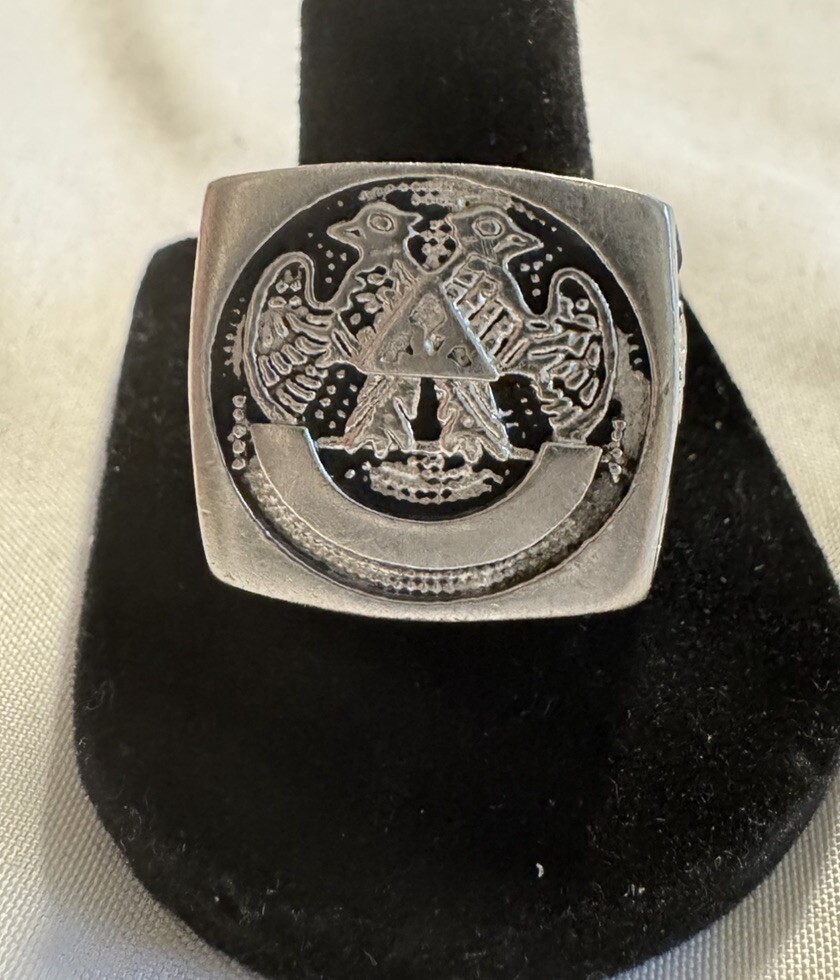 Rare Masonic Scottish Rite 32 Degree Ring Freemason S… - Gem