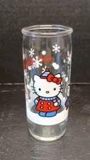 Vtg Hello Kitty 1997 Collectible Glass Tumber 7 Oz Sanrio Autumn Winter Japan