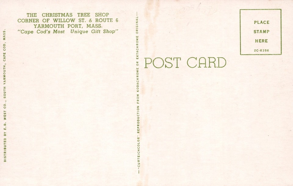 The Christmas Tree Shop Yarmouth Port Massachusetts Vintage Chrome Post