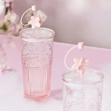 Authentic Starbucks China Peach Blossom Topper Pink BLUE Siren 19oz Glass Cup US