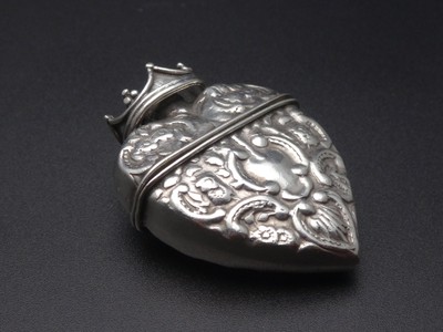 Ancien Pendentif Reliquaire En Argent Massif Avec Fleur Séchée - Bijou Vintage Occasion