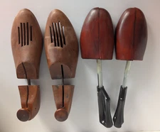 Vintage Vented Hardwood Shoe Trees Sz 10 & Florsheim Travel Shoe Trees Sz 10-12