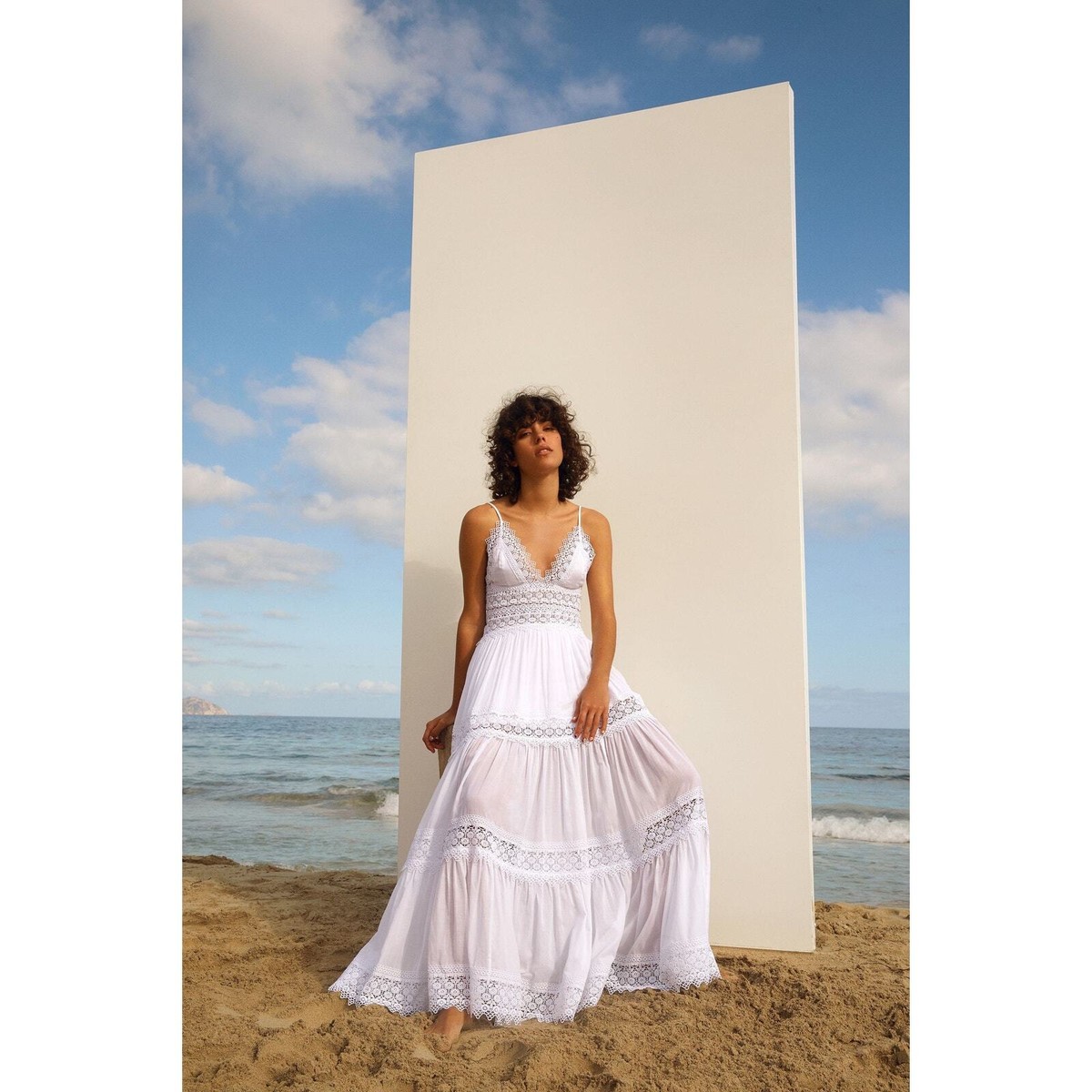 CHARO RUIZ IBIZA Cindy long Dress white Large | eBay