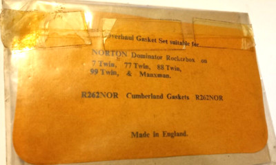 ORIGINAL CUMBERLAND UK MADE NORTON DOMMI TWINS ROCKER BOX GASKET SET R262NOR