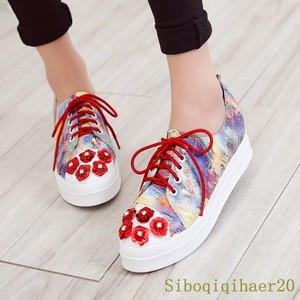punta multicolor Scarpe e con arrotondata corta zeppa con donna basse da stringate SSIPwA