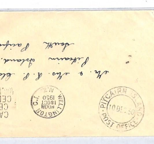 NEW ZEALAND KGVI Cover *PITCAIRN ISLAND* MAIL 1950 ARRIVAL CDS {samwells}XC107 - Image 4 of 4