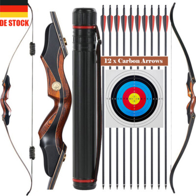 60 Zoll Jagdbogen Takedown Recurvebogen Rechte Hand Bogenschießen 25-50lbs Ziel