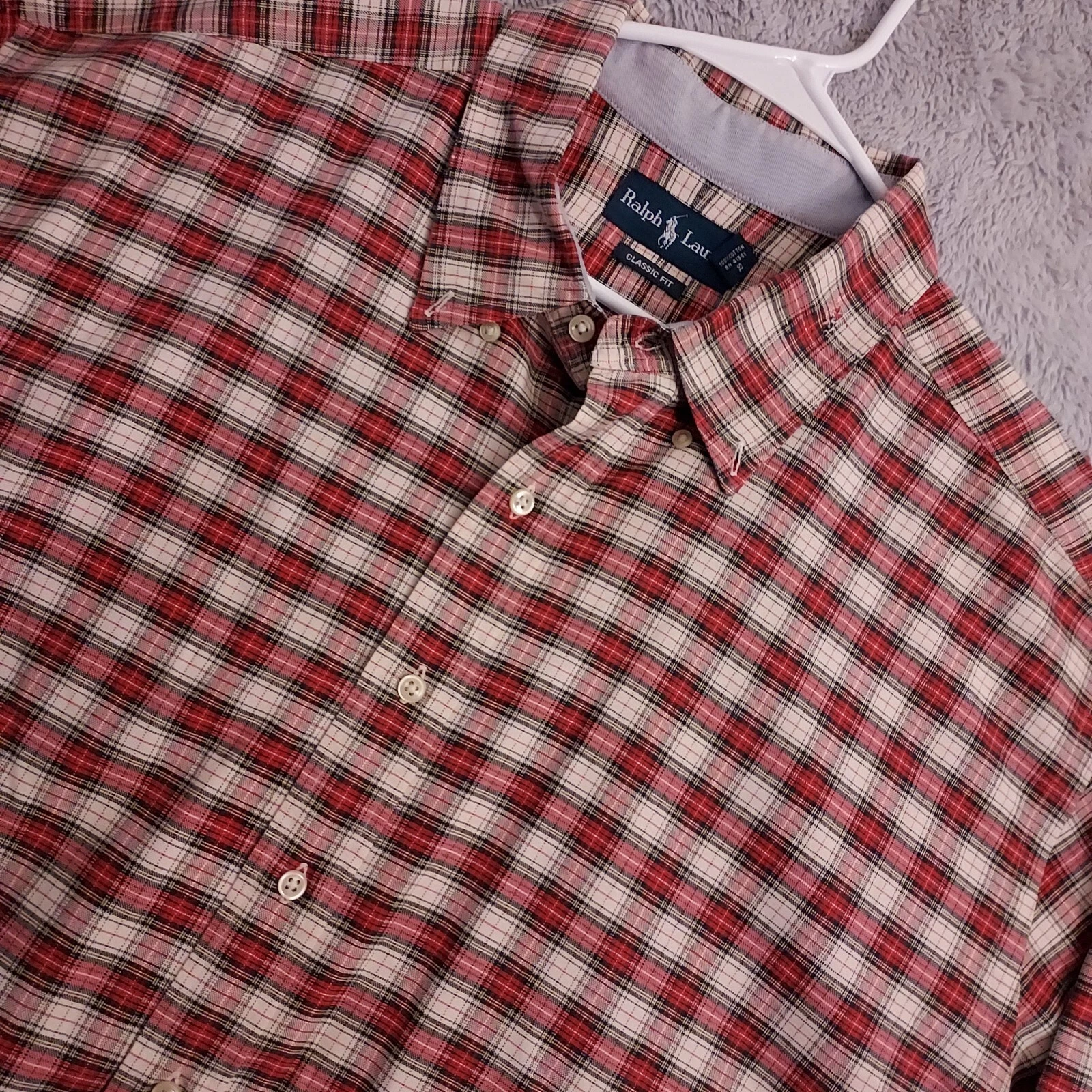 Polo Ralph Lauren Shirt Mens 2XB XXL Big Red Plaid Classic Fit Oxford Preppy