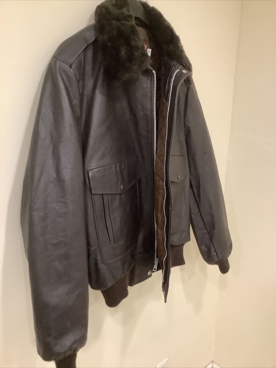Vintage Oakton Limited Mens Leather Bomber Flight Jacket 42