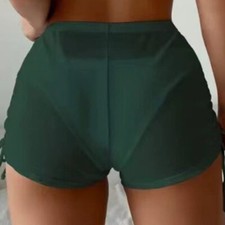 Women Sexy Sheer Mesh Bikini Cover Shorts Swimming Trunks Beachwear Swimwear UK