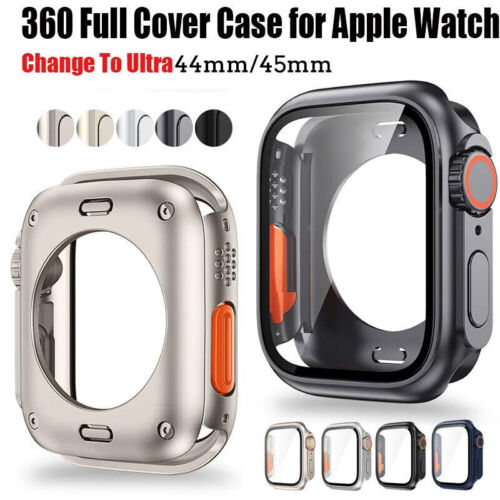 Schutzhülle Case mit Glas Für Apple Watch 9 8 7 6 5 SE 44/45mm Wechsel zu Ultra - Bild 1 von 34