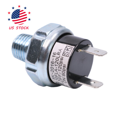 Air Pressure Switch 90-120PSI Tank Mount Thread 1/4'' NPT 12V/24V For Train Horn