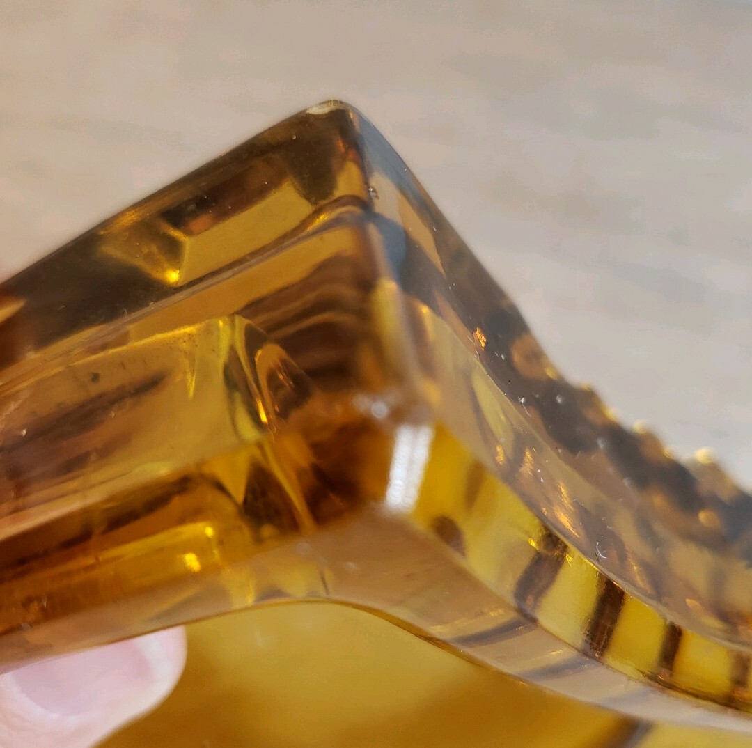 Amber Glass Horseshoe Ashtray Heavy eBay