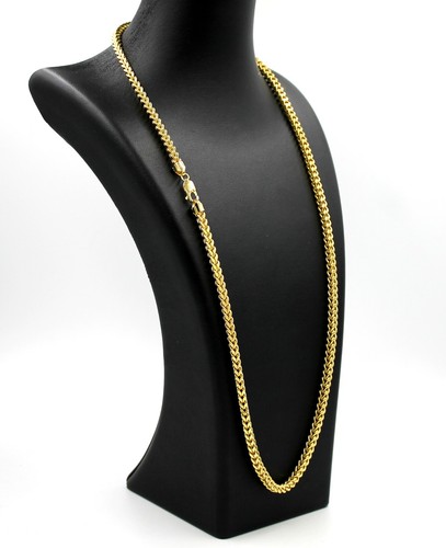 10K Yellow Gold 4mm Diamond-Cut Foxtail Wheat Link Necklace Chain 26 Inch 24.5g - Picture 2 of 12