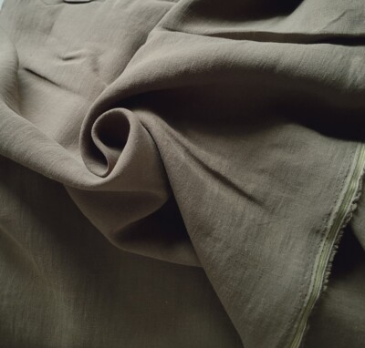 Khaki Olive OEKO-TEX Linen - Lovely, Cool for Suits, Blazers, Slacks, etc.