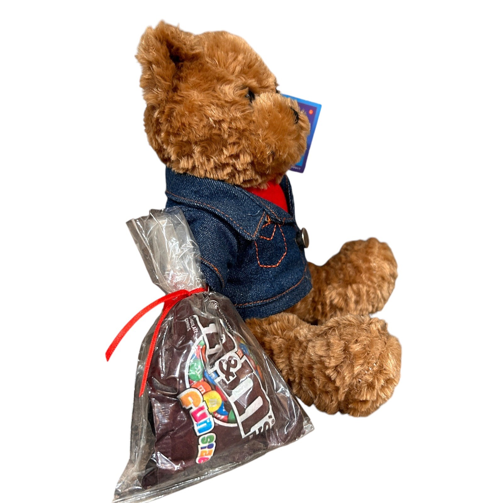 Y2K VTG 2003 M&M Candy Gift Collectible Teddy Bear Denim Jacket Plush Stuffed