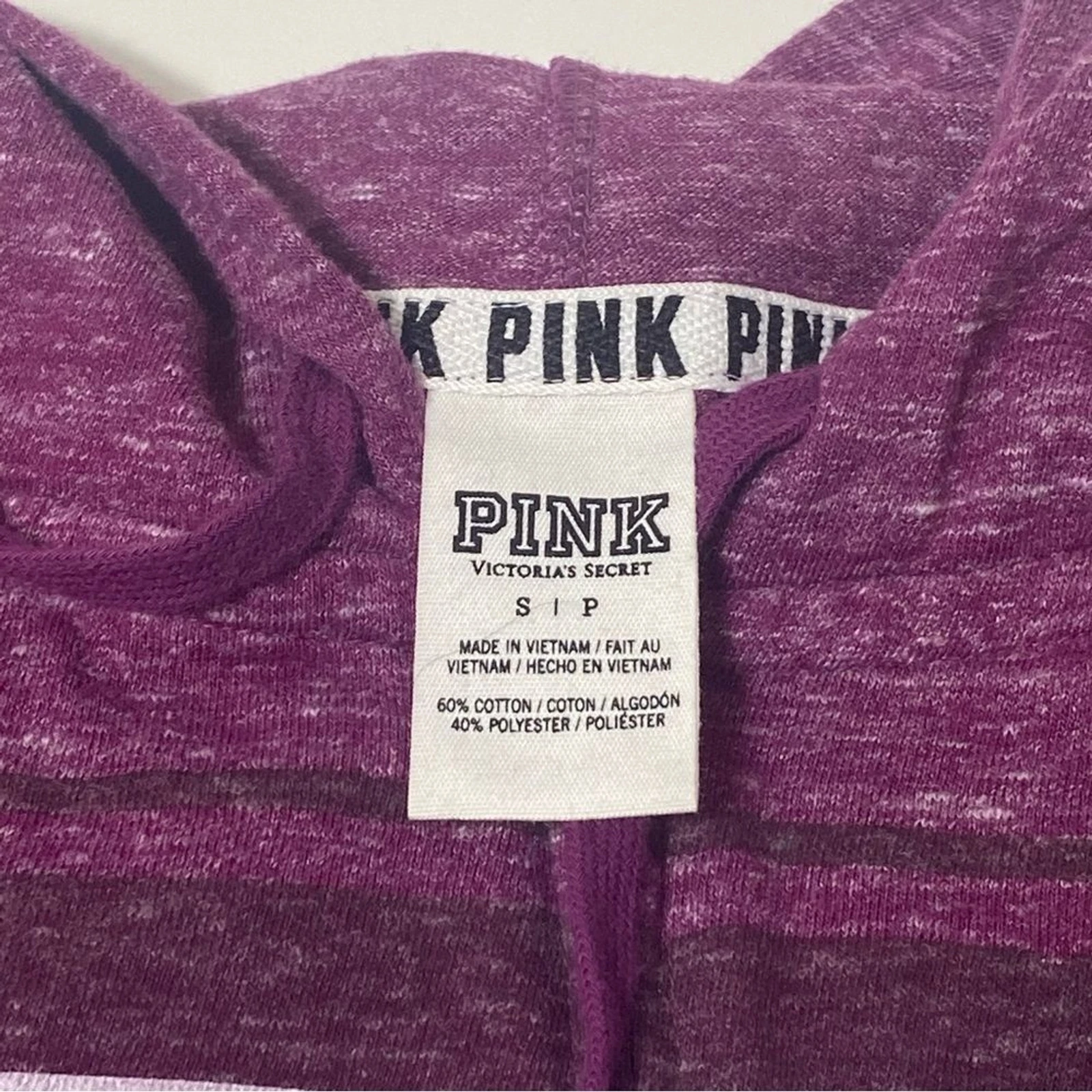 UNDERCOVER Felpa ROSA Victoria's Secret viola Y2K zip davanti con cappuccio donna taglia small