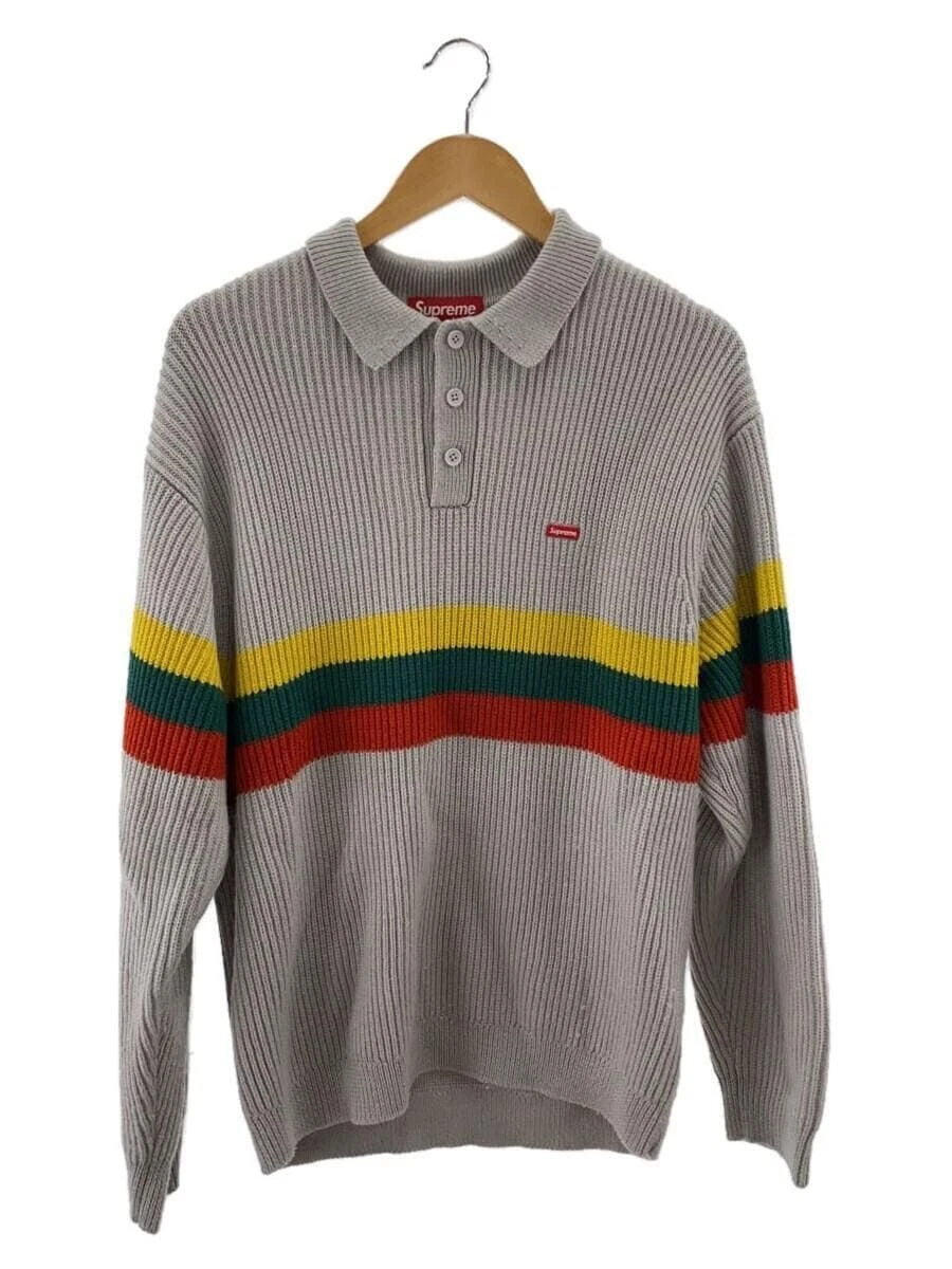 Pull tricot suprême 23AW petite boîte polo (épais moyen acrylique gris uni Occasion