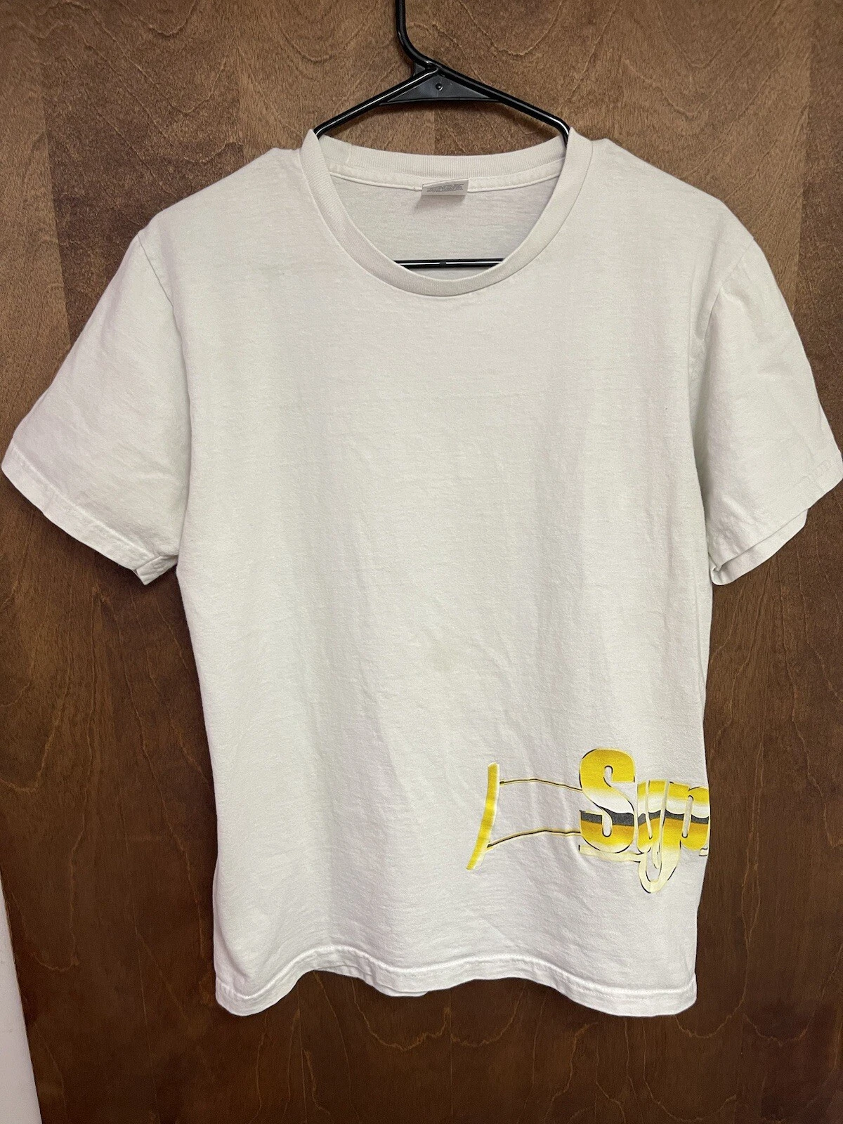 T shirt automatique Supreme homme moyen blanc or Uzi SS17 manches courtes M