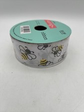 White Bumble Bee Wired Ribbon - 1 1/2" x 10 Yards, Yellow  Black, Easter Wreat