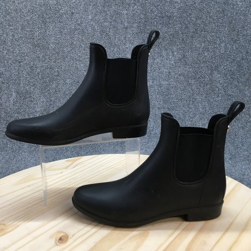 Sam Edelman Waterproof Rain Boots Womens 8 Tinsley Black Rubber Pull On Cuban - Picture 2 of 16