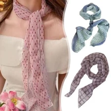 Women Skinny Long Slim Ribbon Scarf Satin  Thin Fashion Ladies Scarves,'`,.;;'