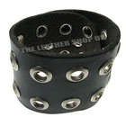 Gothic Eyelet Punk Studded 100%Real Leather Wrap Round Cuff Bracelet Made In UK