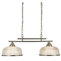 HäNgelampe Pendelleuchte LäNglich B: 72 Cm Glas Metall In Messing Antik 2X E27