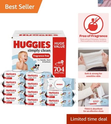 11 Flip-Top Packs of Huggies Unscented Baby Wipes - Soft, Strong, Hypoallergenic