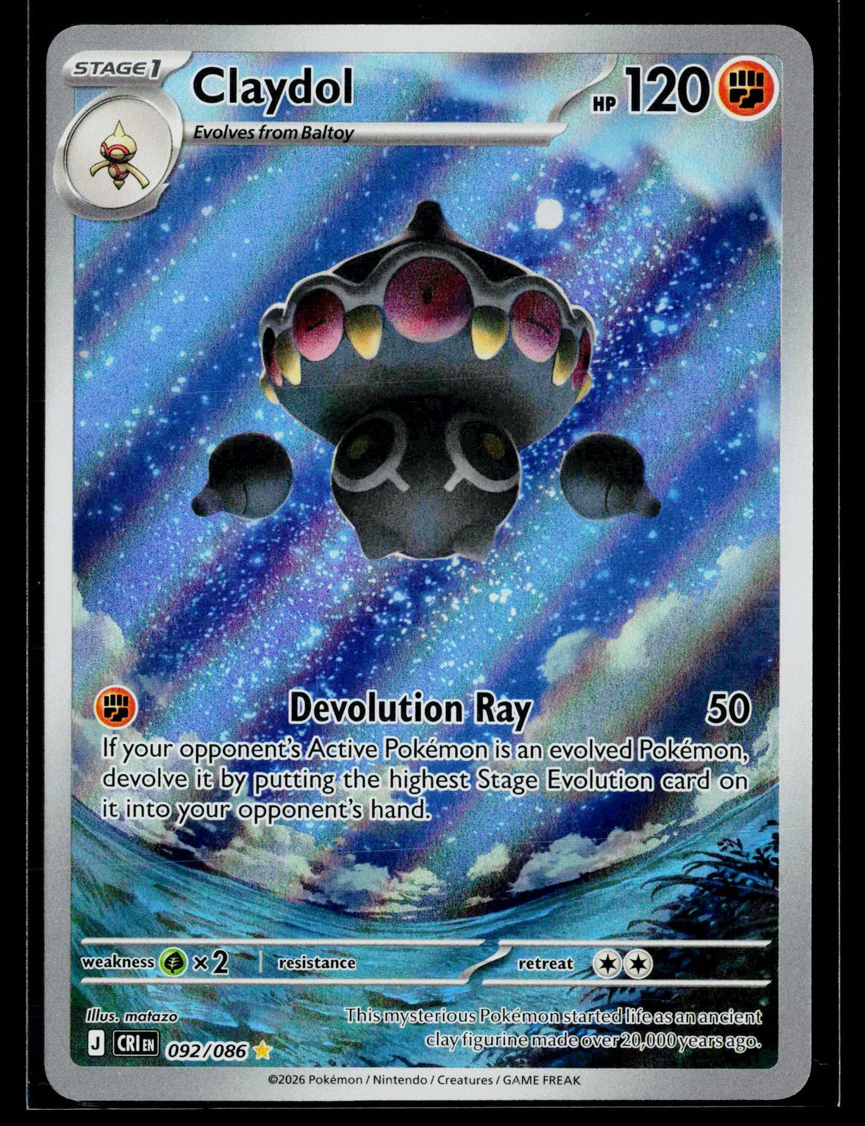 Claydol Holofoil EN [CRI - 092/086] NM