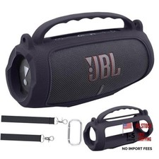 Silicone Case for JBL Charge 5 Portable Speaker, Black Case Case with handle