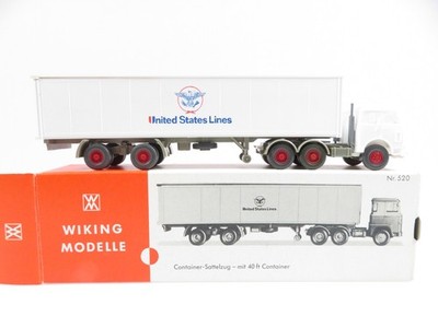 1:87 Wiking OVP 520 Containter Truck Trailer United States Lines Sattelzug 