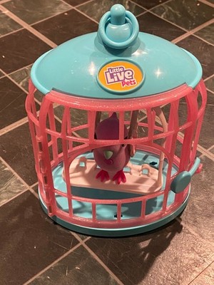 Little Live Pets Bird Cage w/Singing Light Up Bird Moose *Pre-Owned/Tested* o2